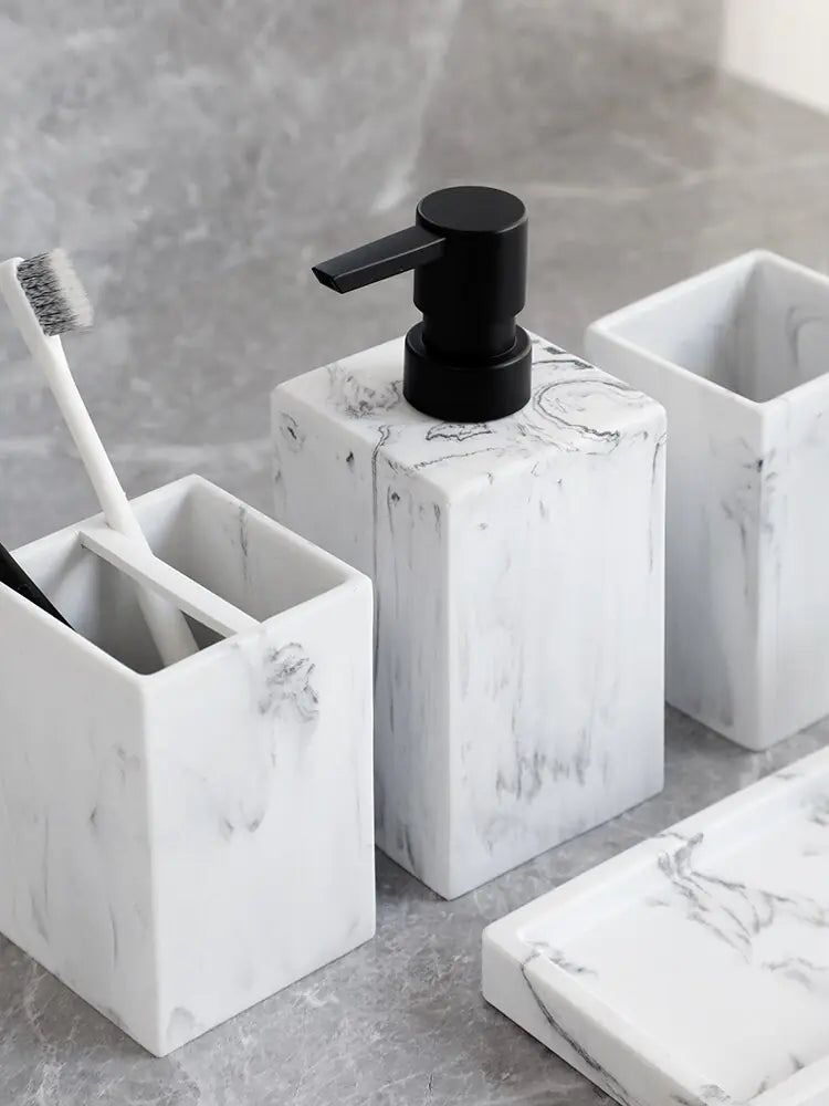 Marble Pattern Bathroom Accessories Set