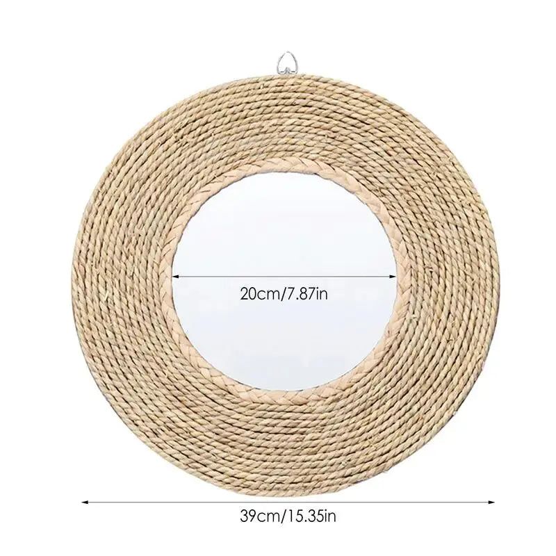 Rattan Woven Mirror Circle