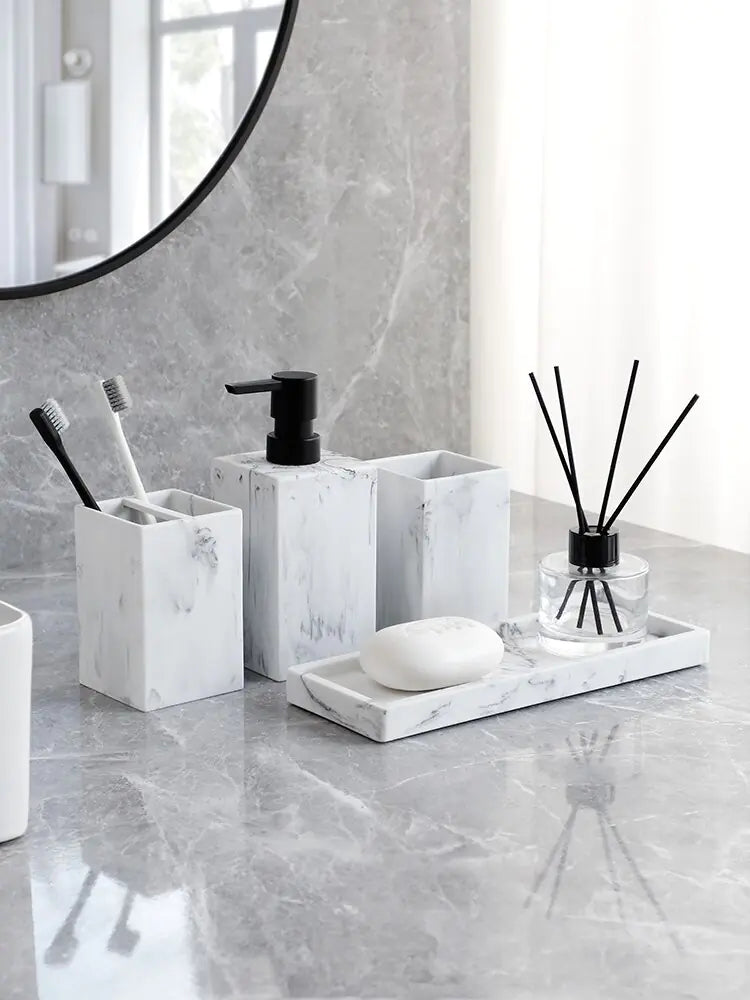 Marble Pattern Bathroom Accessories Set