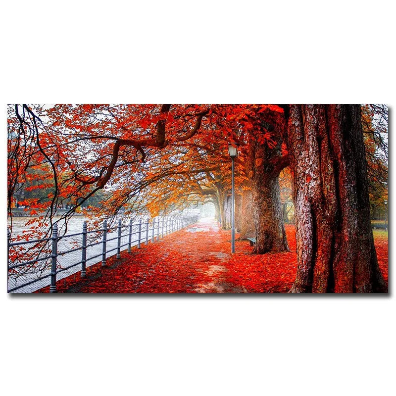 Modern Art Red Forest Landscape Wall Picture