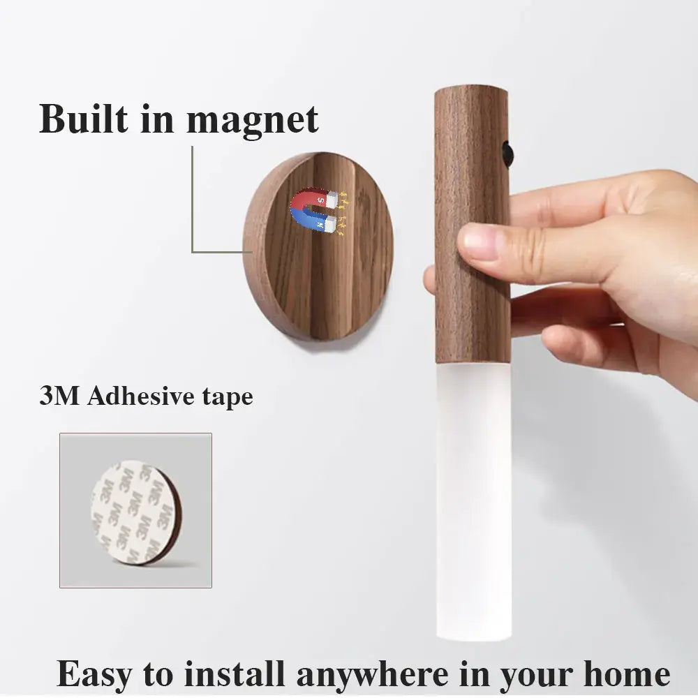 Magnetic LED Wood Night Light with USB